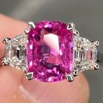 Cushion Cut Pink Sapphire Lab Grown Diamond White Gold Ring