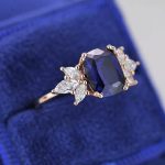 2.20 Carat Blue Sapphire Gemstone Lab Grown Diamond Gold Ring - Image 2