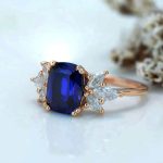 2.20 Carat Blue Sapphire Gemstone Lab Grown Diamond Gold Ring - Image 4