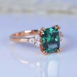 Cushion Cut Emerald Gemstone Lab Grown Diamond Gold Ring - Image 2