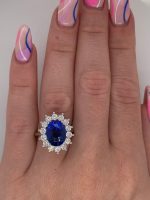 Blue Sapphire Gemstone Lab Grown Diamond Gold Ring - Image 3