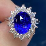 Blue Sapphire Gemstone Lab Grown Diamond Gold Ring