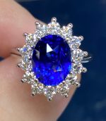 Blue Sapphire Gemstone Lab Grown Diamond Gold Ring