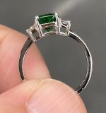 Emerald Cut Green Sapphire Lab Grown Diamond White Gold Ring - Image 3