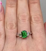 Emerald Cut Green Sapphire Lab Grown Diamond White Gold Ring - Image 4