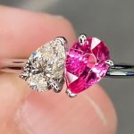 Pear Cut Pink Sapphire Lab Grown Diamond White Gold Ring