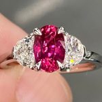 Oval Cut Pink Sapphire Lab Grown Diamond White Gold Ring