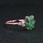 Cushion Cut Emerald Gemstone Lab Grown Diamond Gold Ring - Image 3