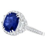 3.00 Carat Blue Sapphire Gemstone Lab Grown Diamond Ring - Image 2
