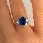 3.00 Carat Blue Sapphire Gemstone Lab Grown Diamond Ring - Image 3