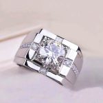 1.70 Carat Round Lab Grown Diamond White Gold Men's Ring
