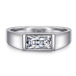 1.00 Carat Emerald Cut Certified Lab Grown Diamond White Gold Men's Ring