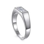 1.00 Carat Emerald Cut Certified Lab Grown Diamond White Gold Men's Ring - Image 3