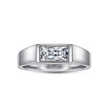 1.00 Carat Emerald Cut Certified Lab Grown Diamond White Gold Men's Ring - Image 2
