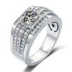 Round Certified Lab Grown Diamond White Gold Men Ring