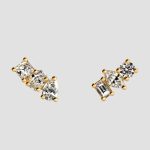 Multi Shape Lab Grown Diamond Yellow Gold Earring