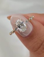 Oval Cut Solitaire with Accents Lab Grown Diamond Gold Ring - Image 3