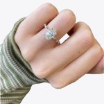 Oval Cut Solitaire with Accents Lab Grown Diamond Gold Ring - Image 4