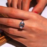 Emerald Aquamarine Gemstone Lab Grown Diamond Yellow Gold 14K Ring - Image 3