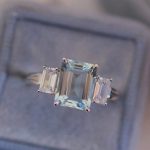 Emerald Aquamarine Gemstone Lab Grown Diamond Yellow Gold 14K Ring - Image 2