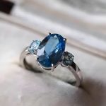 2.00 Carat Oval Cut Aquamarine Lab Grown Diamond 14k Gold Ring - Image 2