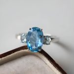 2.00 Carat Oval Cut Aquamarine Lab Grown Diamond 14k Gold Ring