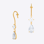 Pear and Round Cut Lab  Grown Diamond Gold Drops Earring