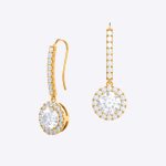 Halo Round Cut Lab Grown Diamond Drops Earring