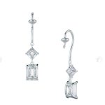 Emerald and Asscher Cut Lab Grown Diamond Drop Earring - Image 2
