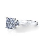 Cushion Cut White Gold Lab Grown Diamond Hidden Halo Ring - Image 2