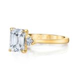 1.30 Carat Emerald Cut Gold Lab Grown Diamond Hidden Halo Ring - Image 2