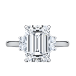 Emerald Cut Engagement Lab Grown Diamond Hidden Halo Ring - Image 4