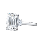 Emerald Cut Engagement Lab Grown Diamond Hidden Halo Ring - Image 5