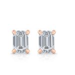 Emerald Cut Lab Grown Diamond Gold Studs - Image 7