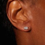 Emerald Cut Lab Grown Diamond Gold Studs - Image 10