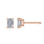 Emerald Cut Lab Grown Diamond Gold Studs - Image 8