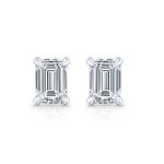 Emerald Cut Lab Grown Diamond Gold Studs - Image 4