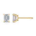 Emerald Cut Lab Grown Diamond Gold Studs - Image 2