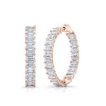 Emerald Cut Lab Grown Diamond Gold Hoops Earring - Image 5