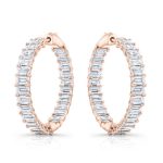 Emerald Cut Lab Grown Diamond Gold Hoops Earring - Image 6