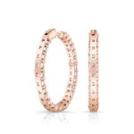 Emerald Cut Lab Grown Diamond Gold Hoops Earring - Image 7