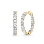 Emerald Cut Lab Grown Diamond Gold Hoops Earring