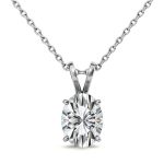 Oval Solitaire Lab Grown Diamond Platinum Pendant