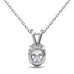 Oval Solitaire Lab Grown Diamond Platinum Pendant - Image 4