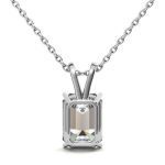 Emerald Cut Lab Grown Diamond Platinum Pendant - Image 4