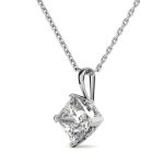 1.50 Carat Princess Cut Lab Grown Diamond Platinum Pendant - Image 2