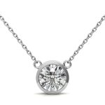 Bezel Round Cut Solitaire Platinum Pendant
