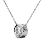 Bezel Round Cut Solitaire Platinum Pendant - Image 2