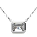 Bezel Emerald Cut Lab Grown Diamond Solitaire Platinum Pendant - Image 4
