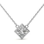 Bezel Princess Cut Solitaire Platinum Pendant